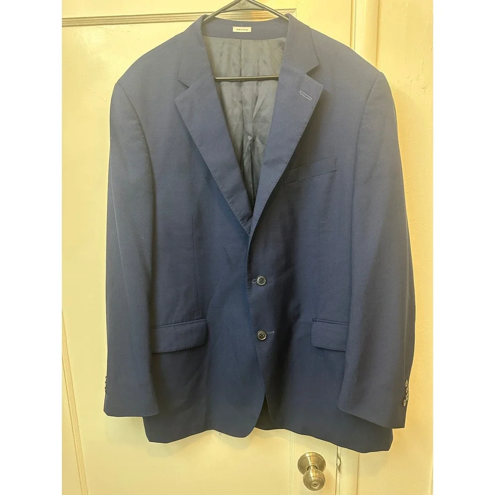 Peter Millar Mens 48T Navy Blue 100% Wool 2-Button Blazer Sport Coat Made Canada